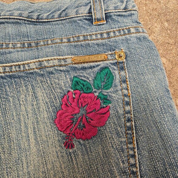 Rare MK Couture Italian Embroidered Jeans size 8 flowers hibiscus michael kors - Picture 5 of 12
